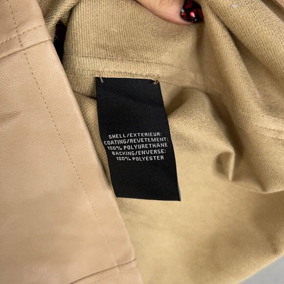 7 For All Mankind Dress Womens XS Tan Faux Leather Square Neck Puff Sleeve Mini - Picture 6 of 14